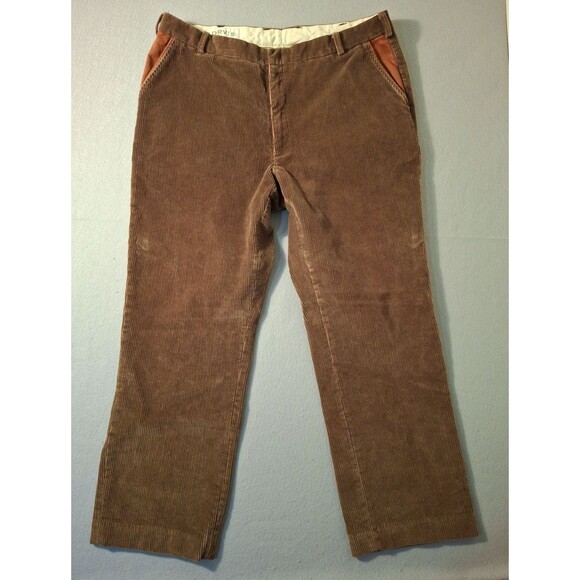 Orvis Corduroy Pants Men 40 Brown Vintage Straight Custom Pocket 40x30 Wide Leg - Picture 1 of 13